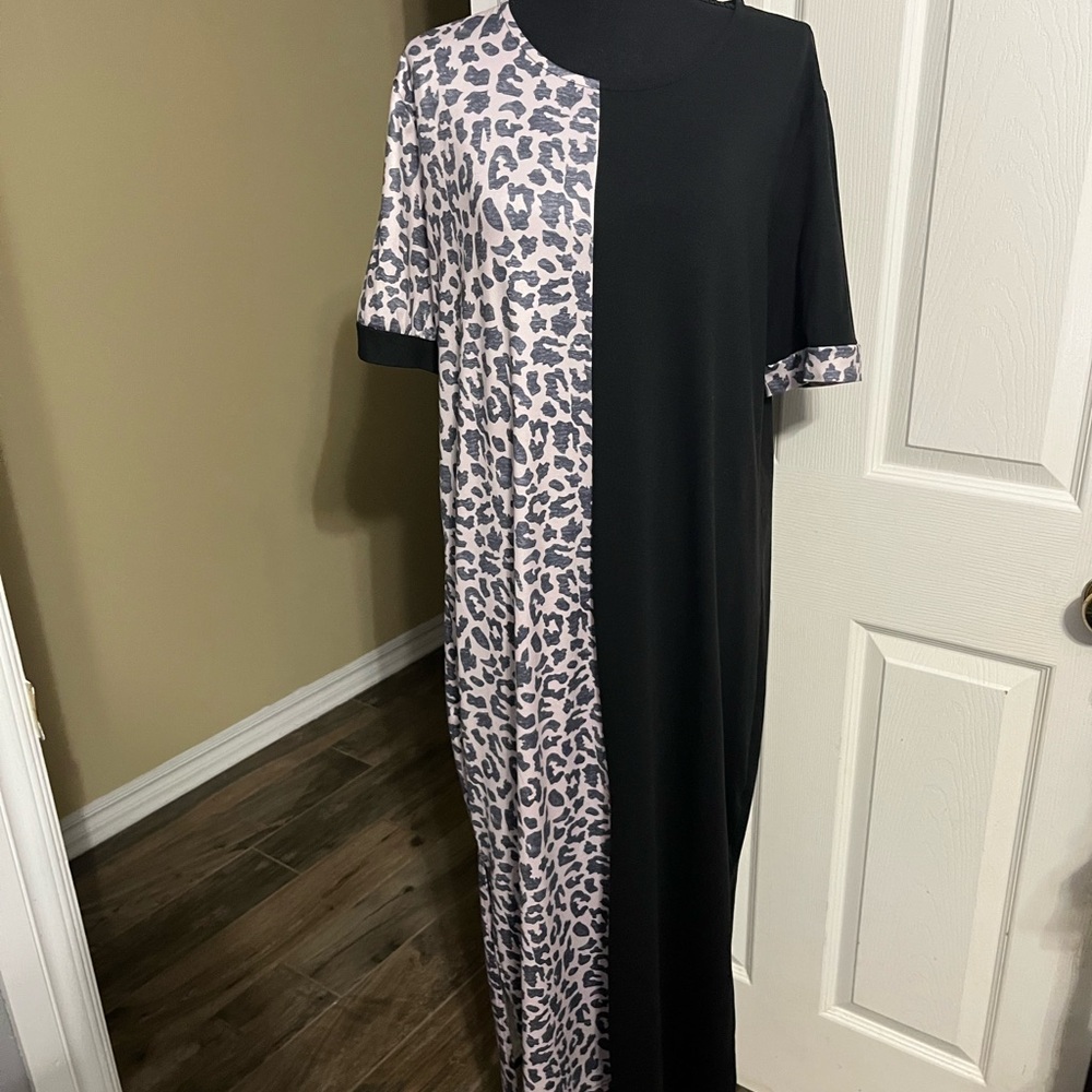 Roku Black and Leopard Maxi Dress